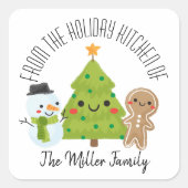 Kerst zelfgemaakte baketiketten vierkante sticker (Voorkant)