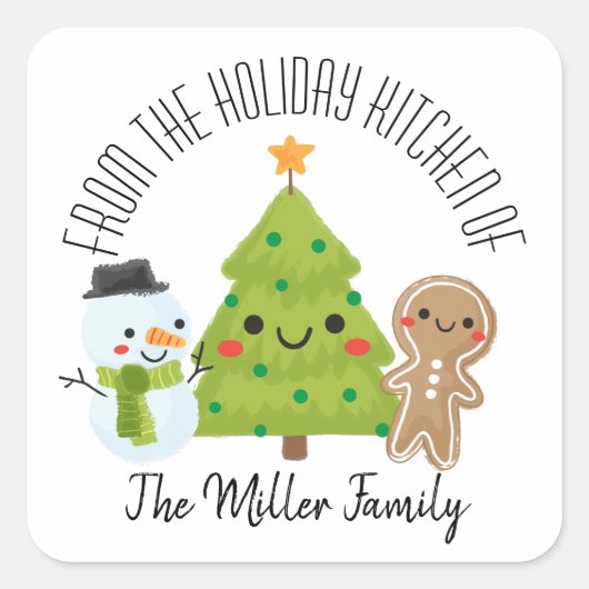 Kerst zelfgemaakte baketiketten vierkante sticker (Voorkant)