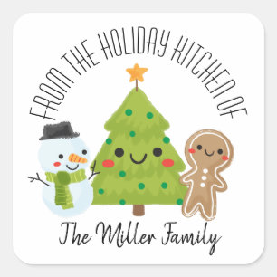 Kerst zelfgemaakte baketiketten vierkante sticker