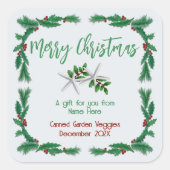 Kerst Zelfgemaakte Gift Label Zeester Hulst (Voorkant)