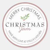 Kerst Zelfgemaakte Jam Groenelementen Ronde Sticker (Voorkant)