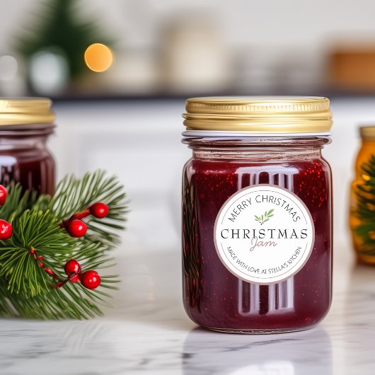 Kerst Zelfgemaakte Jam Groenelementen Ronde Sticker