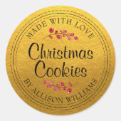 Kerst Zelfgemaakte Koekjes Gouden Pot Etiket (Voorkant)