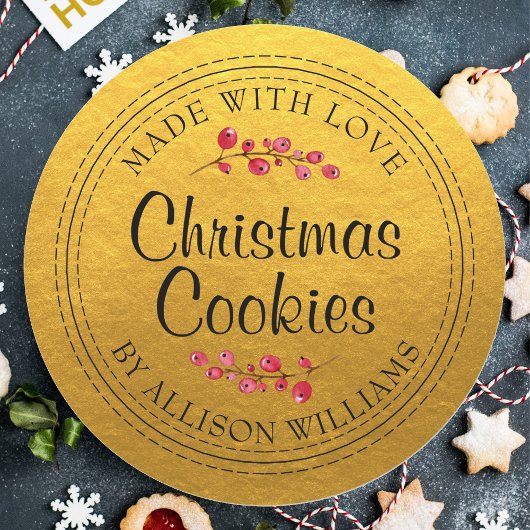 Kerst Zelfgemaakte Koekjes Gouden Pot Etiket
