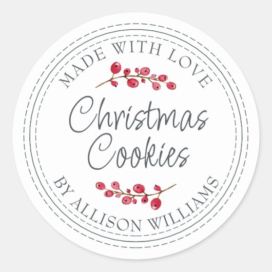 Kerst Zelfgemaakte Koekjes Pot Ronde Sticker (Voorkant)