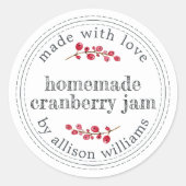 Kerst Zelfgemaakte Veenbessenjam Ronde Sticker (Voorkant)