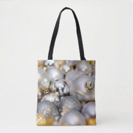 Kerst Zilver Decor Babubles Tote Bag