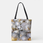 Kerst Zilver Decor Babubles Tote Bag (Achterkant)
