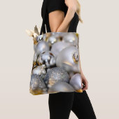 Kerst Zilver Decor Babubles Tote Bag (Dichtbij)
