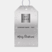 Kerst zilver glinsterend bedrijfslogo cadeaulabel (Voorkant)