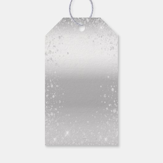 Kerst zilver glinsterend bedrijfslogo cadeaulabel (Achterkant)