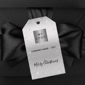 Kerst zilver glinsterend bedrijfslogo cadeaulabel