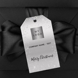 Kerst zilver glinsterend bedrijfslogo cadeaulabel
