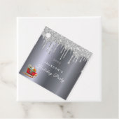 Kerst zilver glitter druppel rode slee bedankjes labels (In situ)