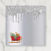 Kerst zilver glitter druppel rode slee bedankjes labels (Achterkant)