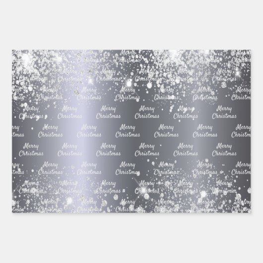 Kerst zilver glitter inpakpapier vel (Voorkant)