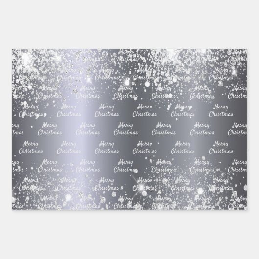 Kerst zilver glitter inpakpapier vel (Voorkant 3)