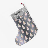 Kerst zilver glitters witte bomen monogram kleine kerstsok (Achterkant (Hangend))