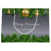 Kerst zilver groen goud ornament groot cadeauzakje (Voorkant)