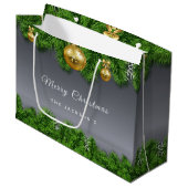 Kerst zilver groen goud ornament groot cadeauzakje (Voorkant Gekanteld)