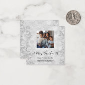 Kerst zilver winter sneeuw foto modern notitiekaartje (Voorkant / Achterkant in situ)