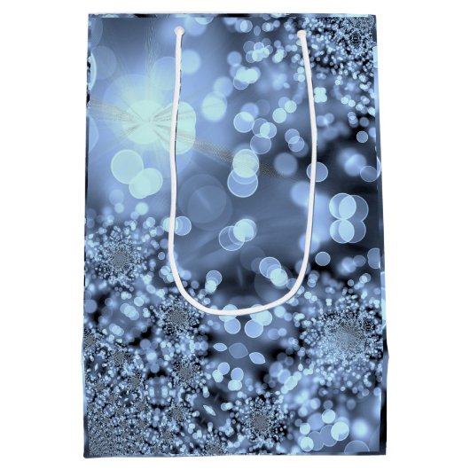 Kerst Zilverblauwe Sneeuwvlok Medium Cadeauzakje (Achterkant)