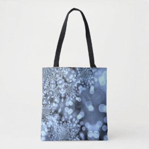 Kerst Zilverblauwe Sneeuwvlok Tote Bag