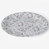 Kerst, zilverdraden, wit, sneeuwvlokken, winter papieren bordje (Gekanteld)