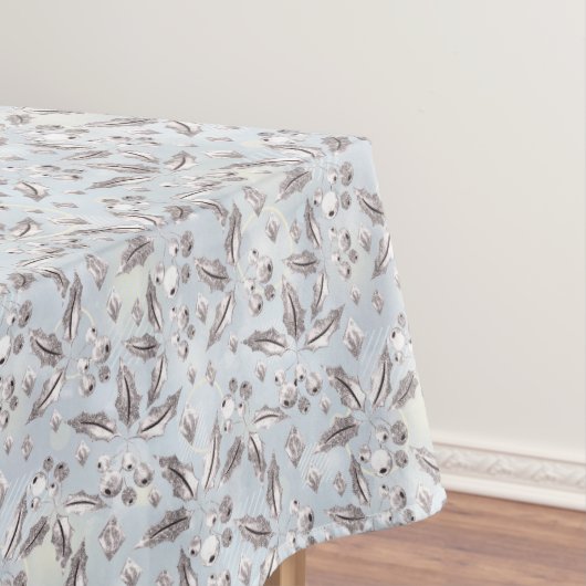 Kerst, zilverdraden, wit, sneeuwvlokken, winter tafelkleed (Voorbeeld)