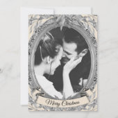 Kerst Zilveren Blad Krans Lijst Foto Feestdagenkaart (Voorkant)