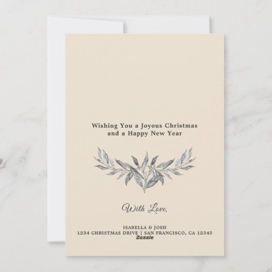 Kerst Zilveren Blad Krans Lijst Foto Feestdagenkaart (Achterkant)