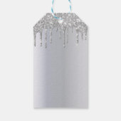Kerst zilveren bomen glinster druppels cadeaulabel (Achterkant)