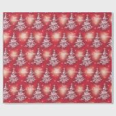 Kerst zilveren bomen rood cadeaupapier (Vlak)