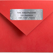 Kerst zilveren bosbomen retouradres etiket