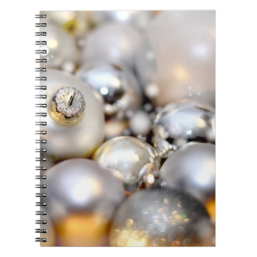Kerst Zilveren Decor Baubles Notitieboek (Voorkant)