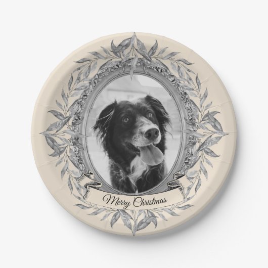 Kerst zilveren fotolijstje papieren bordje (Voorkant)