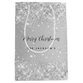 Kerst zilveren glinsters naam medium cadeauzakje (Voorkant)