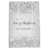 Kerst zilveren glinsters naam medium cadeauzakje (Achterkant)