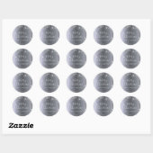Kerst zilveren glitters familienaam ronde sticker (Vel)