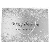 Kerst zilveren glitters naam  groot cadeauzakje (Achterkant)