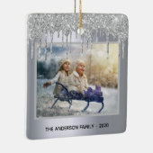 Kerst zilveren glitterslierten foto winter keramisch ornament (Rechts)