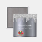 Kerst: zilverglitter magneet (Voorkant / Achterkant)