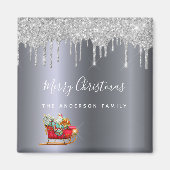 Kerst: zilverglitter magneet (Voorkant)