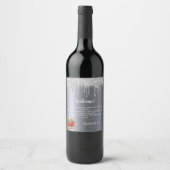 Kerst: zilverglitter wijn etiket (Voorkant)