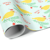 Kerst Zingend Kanariepatroon Cadeaupapier (Rol Hoek)