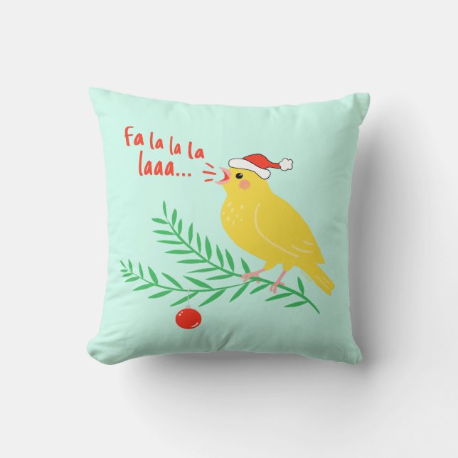 Kerst Zingende Kanarie Kussen (Voorkant)