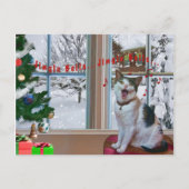 Kerst, Zingende Kat, Sneeuw, Briefkaart (Voorkant)