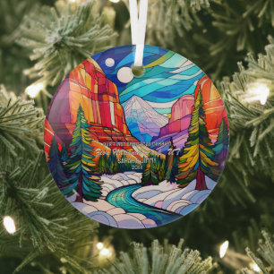 Kerst Zion Utah Glas in lood Getrouwd Paar Ornament