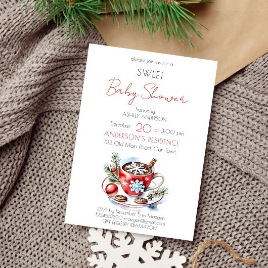 Kerst zoete baby shower theefeest sjabloon kaart
