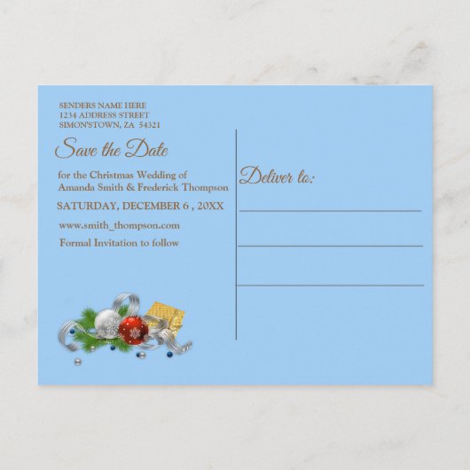 Kerst Zomer Save the Date Aankondigingskaart (Achterkant)